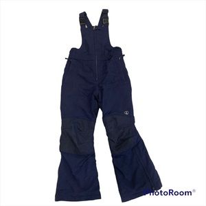 Lands’ End Kids Squall Waterproof Iron Knee Bib Snow Pants Size 7 Navy Blue